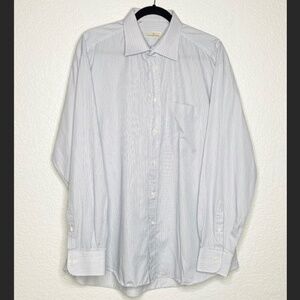 ERMENEGELDO ZEGNA Men's Long Sleeve Blue Purple Stripe Button Up Collared Shirt